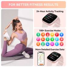 Smartwatch de 1.72 pulgadas para hombres y mujeres, compatible con Android e iOS, con múltiples modos deportivos, salud de la mujer, podómetro, personalización de fondos de pantalla y batería de 220 mAh - Rosa - Ver 8