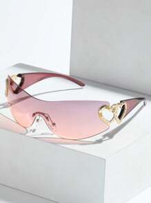 1pc Plastic Frameless Wrapped Gold Heart-Shaped Decorative Fashion Fashion Glasses For Women
