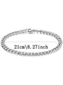 1 件 Hiphop 1:1 NK Chain 不锈钢手链，时尚设计，奢华简约风格，适合女性参加派对、休闲场合 - 銀色 - 查看 10