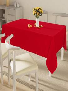 1pc Washable Polyester Tablecloth, Stain & Wrinkle Resistant, Suitable For Dining, Weddings, Banquets, Parties, Buffets - Red - View 6