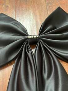 1件裝 玫瑰紅緞面單層後蝴蝶結 39cm+ 長緞帶 55cm 腰部布料裝飾配件 - 彩色 - 查看 3
