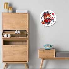 Wedding Red Panda, Minimalist Wall Clock, Modern Minimalist Decor, Bathroom Decor And Accessories, Funny Novelty Gift For Family