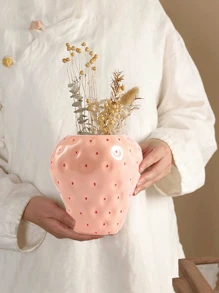 1 Stück Mini süße Erdbeere geformte Vase, handbemalte dekorative Harz Vase für Zuhause, Restaurant Tischdekoration und Hydrokultur Pflanzen, bestes Valentinstag Geschenk Heim Dekoration Raum Dekoration Blumenvase Glasvase