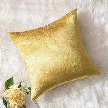 1pc Solid Color Cushion Cover Without Filler, Gold Chemical Fiber Throw Pillow Case, For Sofa - Gold - View 3
