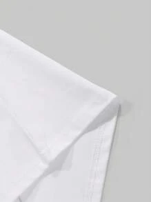 男士超大号休闲百搭简约时尚印花短袖T恤，春夏 - 白色 - 查看 6