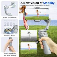 AXNEN TOKQI M01 Gimbal Stabilizer For Smartphone, 3-Axis Stabilization, With Tripod, Built-In Fill Light, Portable & Foldable, Smart Tracking Phone Stabilizer, Video Recording, Vlogging Stabilizer