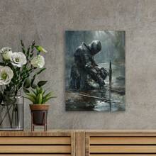 Fantasy Knight Armor Art Painting, Medieval Warrior Illustration, 1 PC Keyword Wooden Framed Canvas Painting - Thickness 2. 25cm/0. 9inch, Home Gift Decoration Room Decoration Aesthetic Wall Decoration Art Perfect Gift Autumn And Winter Wall Decoration Living Room Decoration Bedroom Decoration Kitchen Decoration Entry Decoration Bathroom Decoration Direct Wall Painting High Quality Wall Painting Poster - Xám - Xem 2
