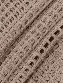 Women's Hollow Out Round Neck Short Sleeve Knit Pullover Sweater, Suitable For Beach Vacation Or Cover-Up In Spring/Summer - Khaki - View 8