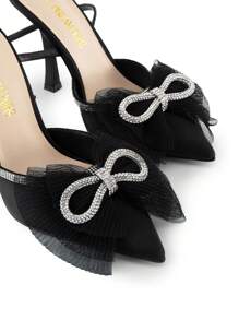 Dream Pairs Women's Rhinestone Bow Ankle Strap Stiletto Pumps - Pointed Toe Elegant Heels For Wedding, Party & Prom - Black - View 5