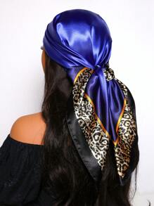 1pc Women's Elegant Vintage Leopard Print 90cm Square Scarf, Versatile Bandana, Headband, Hair Scarf Suitable For Casual And Street Outfit - Multicolor - View 7