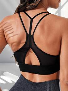Sujetador deportivo de yoga con soporte extraíble, sujetador deportivo push-up para correr y hacer ejercicio para mujeres - Negro - Ver 4