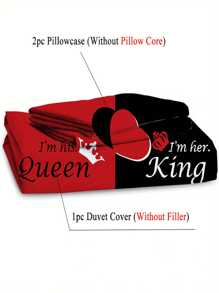 3 件/套字母图案羽绒被套套装（1 个羽绒被套和 2 个枕套）现代布艺家居床上用品套装，适合所有季节