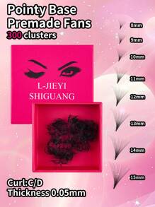 300 Fans Per Box,Thickness 0.05mm,Curl C/D,10D/12D/14D/16D/18D/20D/30D/40D,Sharp Narrow Stem Premade Fans Eyelash Extension,Easy To Carry,Natural & Soft,Party And Travel,Hand-Grafted False Eyelashes