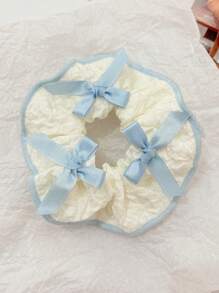 3 stuks schattige stoffen strik haar scrunchies, getextureerde haarelastiekjes met hoge esthetische waarde voor lentemeisjes, polyestervezel