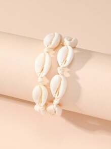 1pc European & American Style Seashell Weaved Maritime Beach-Themed Pendant, Necklace, Bracelet Accessory