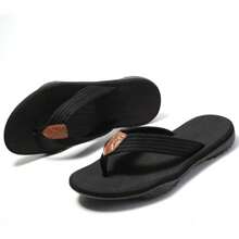 Men Flip Flop Sandals Comfortable Flip Flops Men Summer Beach Pool Shower Shoes - Black - View 2