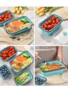 4pcs Silicone Food Preservation Box, Retractable And Foldable Silicone Food Box, Portable Food Preservation Box Refrigerator Storage Box Set Bento Box Outdoor Picnic Box Microwavable Portable Bento Box