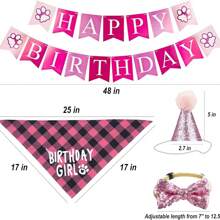 1 Set Pet Birthday Party Decorations, Including Pet Bandana, Birthday Hat, Banners, And Bow Tie For Male & Female Pets, Pet Birthday Celebration & Decoration