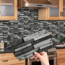 12/24Pcs Vintage Granite 3D Effect Pattern Self-Adhesive Kitchen Tile Stickers,Removable And Waterproof Backsplash Decals For Bathroom,Livingroom,Bedroom Decor,9.68"X4.72", Home Renovation Supplies, Spring Decorations - Multicolor - View 2