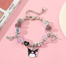 Sanrio 1pc Cute Sanrio Kuromi Charm Bracelet, Cartoon Anime Bracelet Jewelry Gift For Girlfriend, Precise Diamond