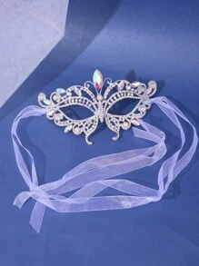 1 Pc Fashionable Holiday Party Mask With Rhinestone Zinc Alloy Jewelry Accessory - Multicolor - View 5