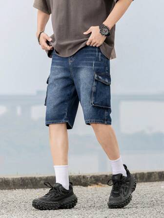 Fashionable Straight Leg Denim Shorts For Teen Boys