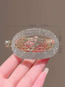 1 pieza Pinza de pelo con clip de garra y cristales brillantes para mujeres, accesorios para el cabello, pasadores, pinzas para el cabello, garras para el cabello, artículos escolares, atuendos de fiesta, accesorios para la cabeza - Dorado - Ver 3