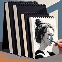 1 Stück Premium dickes quadratisches Skizzenbuch - spiralgebundener Zeichenblock, 14,8 x 10,5 cm / 21 x 14,8 cm, hochwertiges Skizzier- und Schreibheft