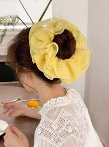 1 Peça Scrunchie Extra Grande Entrançado, Elástico de Cabelo Texturizado Floral de Camadas Múltiplas, Doce e Macio, Estilo Confortável do Início da Primavera, Acessórios de Cabelo, Tiras de Cabelo Scrunchies