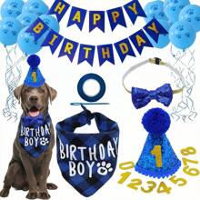 1 Set Pet Birthday Party Decorations, Including Pet Bandana, Birthday Hat, Banners, And Bow Tie For Male & Female Pets, Pet Birthday Celebration & Decoration