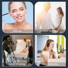 AXNEN 10-calowa lampa pierścieniowa do selfie z opcjonalnym statywem, lampa wypełniająca do fotografii, lampa pierścieniowa LED do nagrywania wideo, transmisja na żywo, odpowiednia do fotografii, nagrywania wideo, transmisji na żywo, spotkań Zoom, ze stojakiem, lampa do selfie