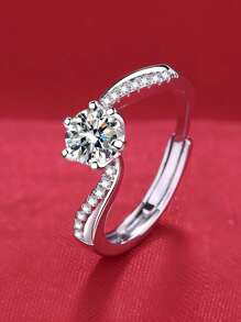 Simple Twisting Arm Six-Claw Zirconia One-Carat Silver Ring For Women's Sterling Silver Diamond Ring Suitable For Friends Daily Clothing - Twisted Six Prong Ring - View 4