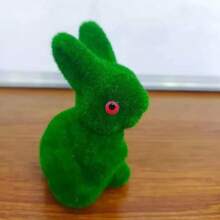 復活節泡沫植絨兔子居家客廳廚房氛圍裝扮裝飾節日用品 - 綠色 - 查看 4