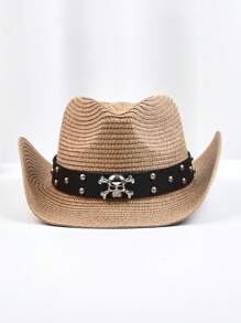 1pc strohoed voor heren mode punk stijl western cowboyhoed panama jazz zon strand hoeden