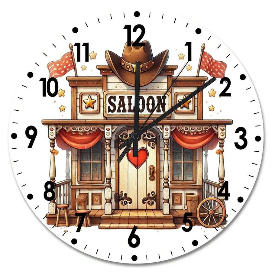 Retro Howdy Western Wedding, Modern Wall Clock, Bedroom Wall Decor, Camping, Great Gift Idea For Women - 混合色 - 查看 1