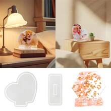 2pcs Photo Display Resin Molds Photo Frame Mold Heart Rectangle Shape Silicone Picture Mold DIY Personalized Photo Silicone Tool For Crafts Table Home Decor Making Souvenir Handmade Crafts
