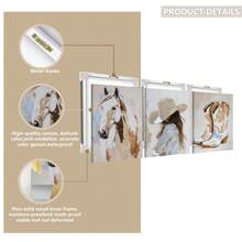 3 件/套，帆布挂画，带框装饰画，海报，墙壁艺术，西方艺术，马和女牛仔，牛仔靴，牛仔水彩画，西方油画风格，适用于家庭墙壁装饰 - 彩色 - 查看 4