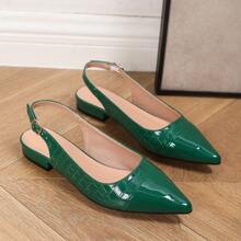 Eleganti scarpe da donna di colore solido con cinturino alla caviglia e punta affusolata, tacco basso comodo, adatte per l'ufficio e stili di pendolarismo