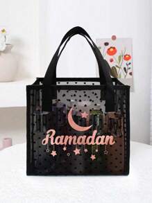 Túi xách tay lưới trong suốt màu đen có hai quai xách, "Ramadan Mubarak", Túi xách du lịch xách tay - màu đen - Xem 3
