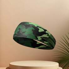 1pc New Camo Print Headband, Unisex Outdoor Running Sports Yoga Hair Band Accessories, Soft Absorbent Wide Edge Headwrap, Perfect Gift