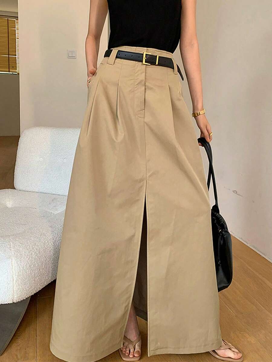 Falda asimétrica de cintura alta minimalista