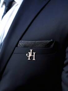 Customized Initial Brooch, Personalized Couple Letter Wedding Brooch, Stainless Steel Lapel Pin For Gentlemen, Groomsman Brooch, Teacher's Day Gift, Fashionable Jewelry For Men