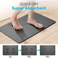 Large Stone Bath Mat For Bathroom 32 * 20 Non Slip Diatomaceous Earth Bath Mat, Magic Quick Dry Absorbent Bathroom Floor Shower Mat Water Absorbing Diatomite Stone Dying Bathmat Grey - Dark Grey - C - View 1