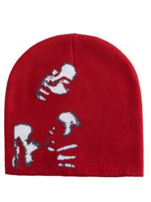 2 件/1 件男士几何图案休闲可爱优雅街头提花针织帽，适合日常佩戴