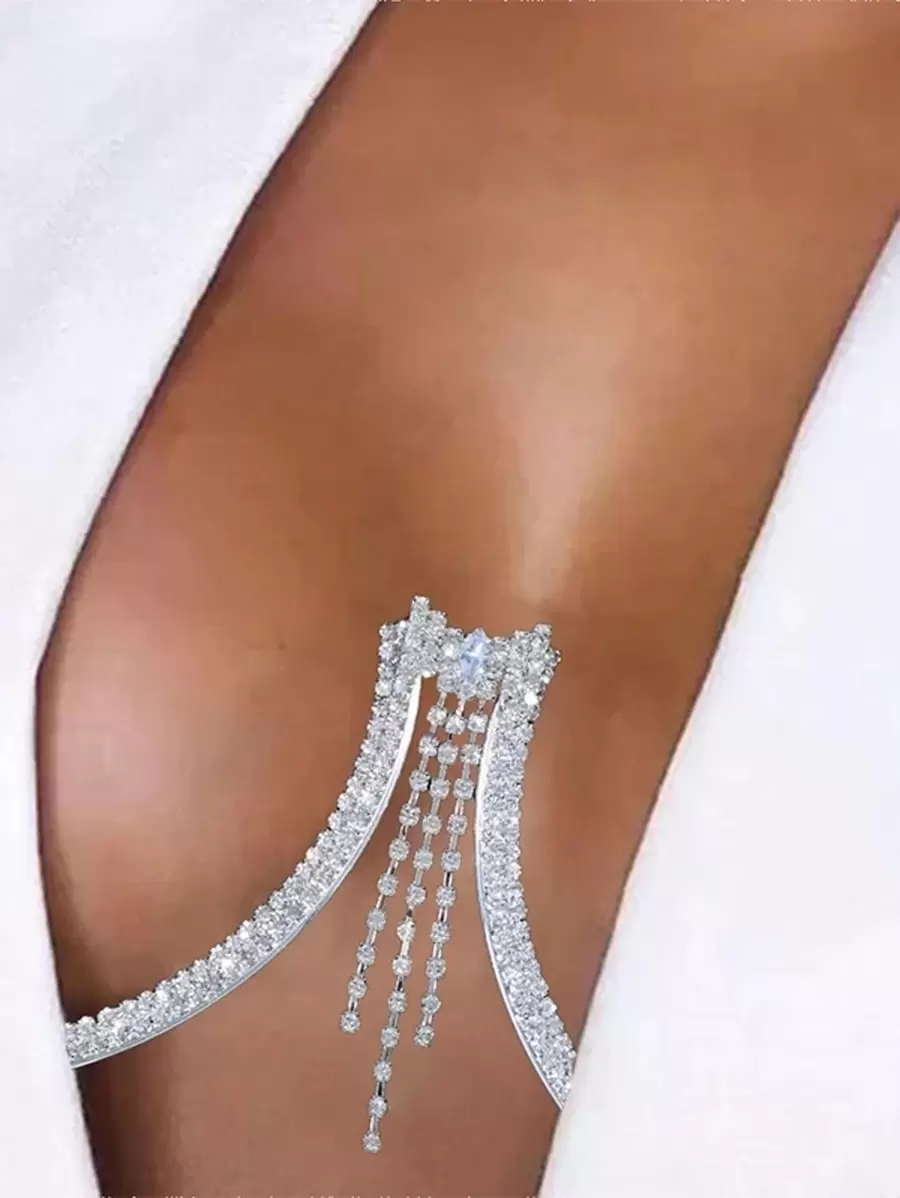 STONEFANS 1pc Gold Butterfly Tassel Bra Chain Sexy Body Chain Jewelry With Rhinestones, Suitable For Nightclub Fashion