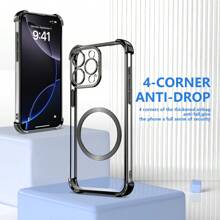 磁吸防摔电镀防震手机壳，兼容苹果 11/12/13/14/16 Pro Max、S22/23/24/25+、OPPO、vivo、红米13C+、Moto G、红米Note 13C/14/12/11 Pro、荣耀90/80/70/60/50/X9 AB，全套防震电镀手机壳，国际版，非国内版 - 黑色 - 查看 1