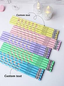 Set de 5 piezas/10 piezas Soporte personalizado de lápiz Texto personalizado Agujero de texto personalizado Lápiz de color caramelo Se pueden seleccionar múltiples colores Lápiz con goma Postura de sujeción de lápiz Regalos para amigos, temporada de vuelta al colegio, útiles escolares Personalizado