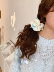 3 stuks schattige stoffen strik haar scrunchies, getextureerde haarelastiekjes met hoge esthetische waarde voor lentemeisjes, polyestervezel