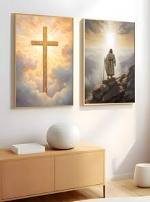 1/2PCS 放射光芒，阳光，耶稣升天日出，宗教艺术油画海报，卧室墙壁艺术，客厅墙壁装饰，餐厅墙壁装饰，厨房装饰，书房，走廊，宿舍装饰，送给朋友的理想礼物，墙壁艺术，墙壁装饰，家居装饰，房间装饰帆布画，海报，无框 ﻿ ﻿ ﻿ - 彩色 - 查看 5