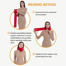 FOKES Travel Pillow, Neck Support Pillow With Scarf, Airplane Car Or Office Nap Pillow, Easy To Clean And Carry, Equipped With Luxury Storage Bag (Gary, Medium) - 紅色 - 查看 3